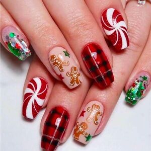 Sparkly Swirl Christmas Nails NWT